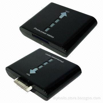 1,000mAh Power Stations for iPhone 4 and 4S (Black), Sized 61 x 53 x 12mm, OEM Orders Welcomed